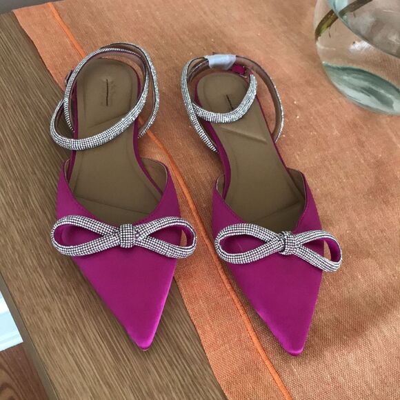 Bibi Lou x Anthropologie Pink Flats with Bow size 8 - Picture 5 of 16